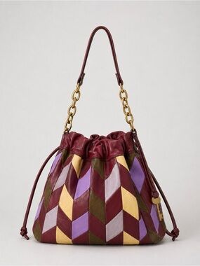 Fossil Gigi Drawstring Patchwork Leather Shoulder Bag